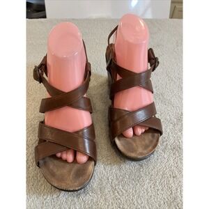 Dansko Frida Antique Brown Leather Strappy Wedge Clog Sandals EU40 US 9-9.5Shoes